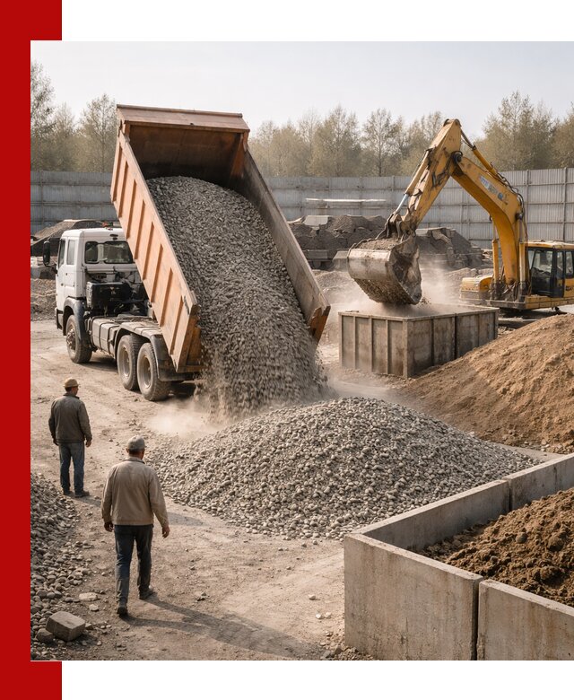 Доставка нерудных материалов с погрузкой и разгрузкой в бору