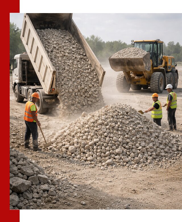 Доставка известнякового щебня фр. 40-70 в бору