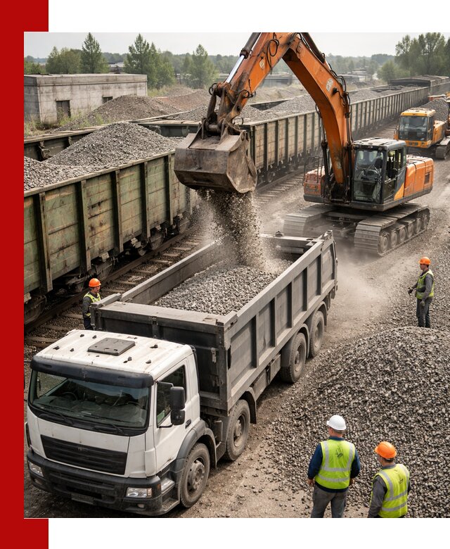 Железнодорожный щебень фракция 25–60 для поставок в бору