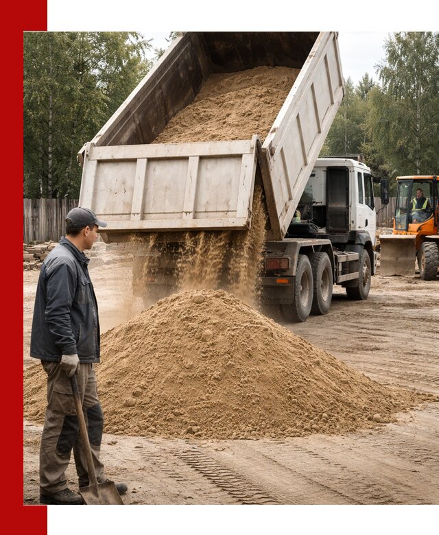 Доставка и продажа песка с разгрузкой в бору