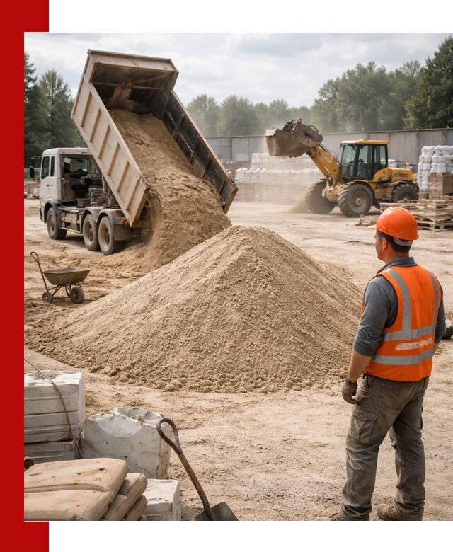 Доставка строительного песка с самосвалом в бору