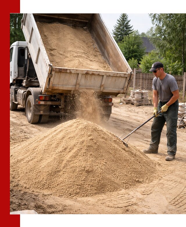 Доставка сухого песка самосвалами в бору
