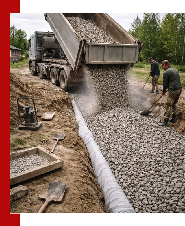 Гравий для дренажа с доставкой в бору качественный и недорогой