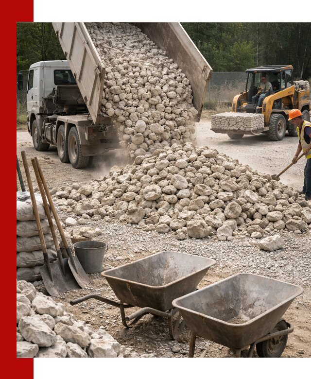 Доставка и продажа бутового известнякового камня в бору