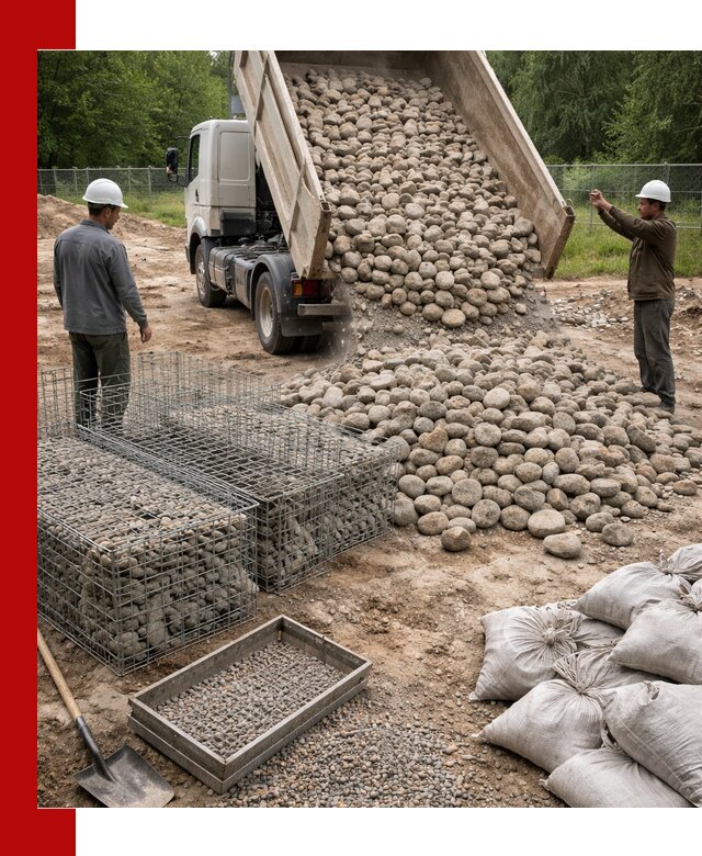 Камень для габионов фракция 70–151 в бору