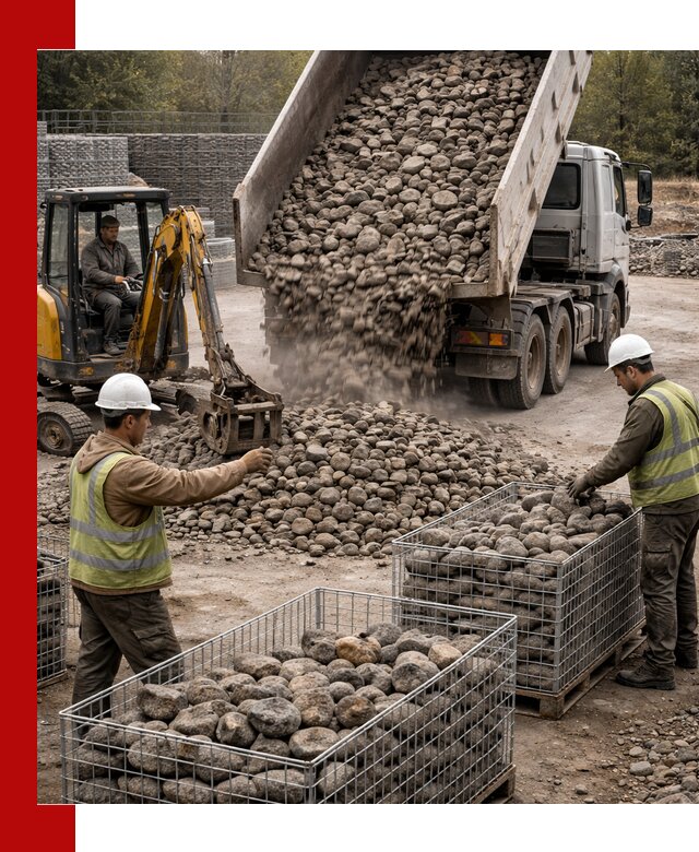 Камень для габионов фракция 100–201 в бору