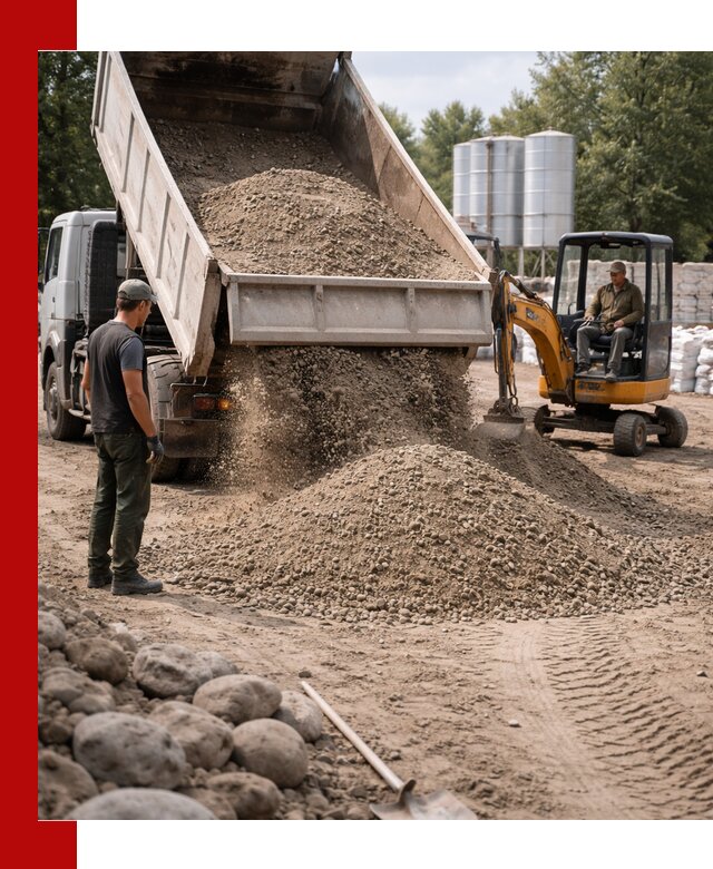 Доставка ПГС С3 в бору самосвалами и миксерами