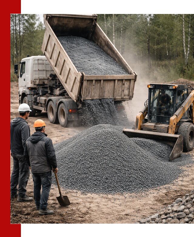 Гранитный отсев 0-5 с доставкой и разгрузкой в бору