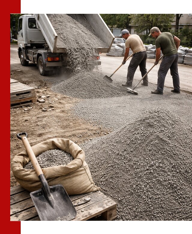 Отсев для тротуарной плитки в бору — доставка и укладка