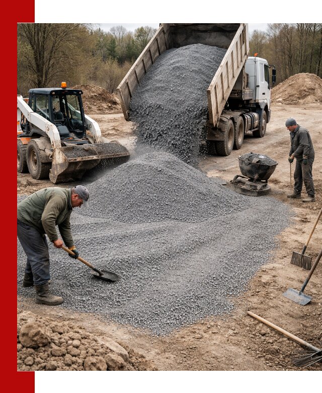 Отсев для подсыпки в бору — доставка и подсыпка на участок