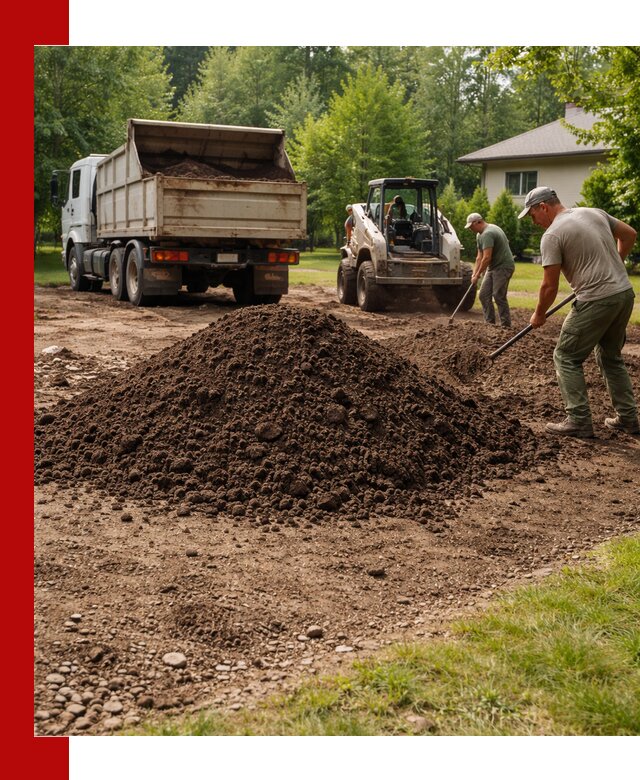 Доставка и укладка грунта для газона в бору