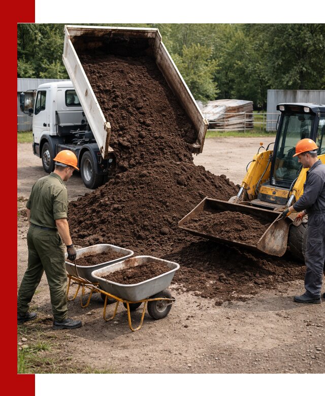 Доставка торфо-земляной смеси в бору для огорода и ландшафта