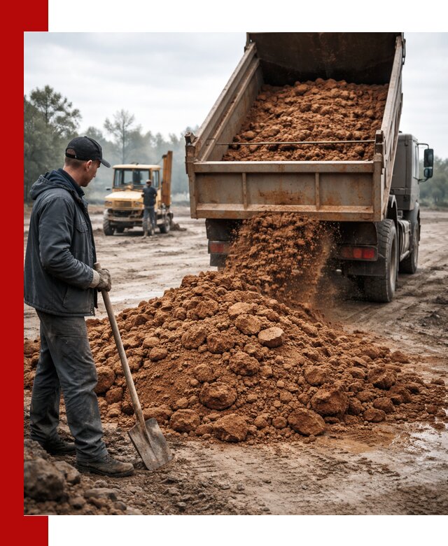 Глина для засыпки в бору с доставкой самосвалами