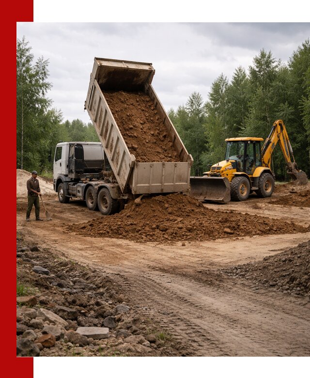 Доставка суглинка самосвалами в бору подсыпка и планировка