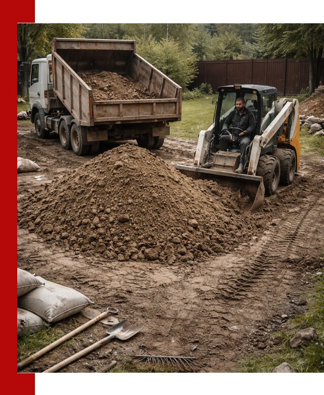 Суглинок для планировки участков в бору с доставкой и выгрузкой