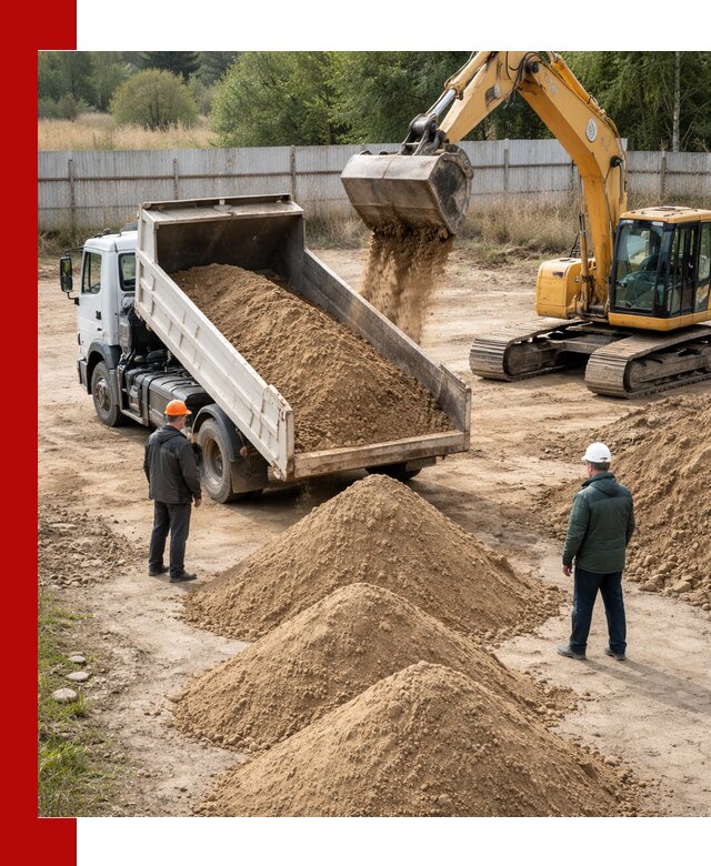 Доставка супеси вагонными и автопартиями в бору