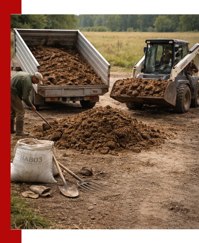 Доставка конского навоза в бору с разгрузкой и доставкой на объект