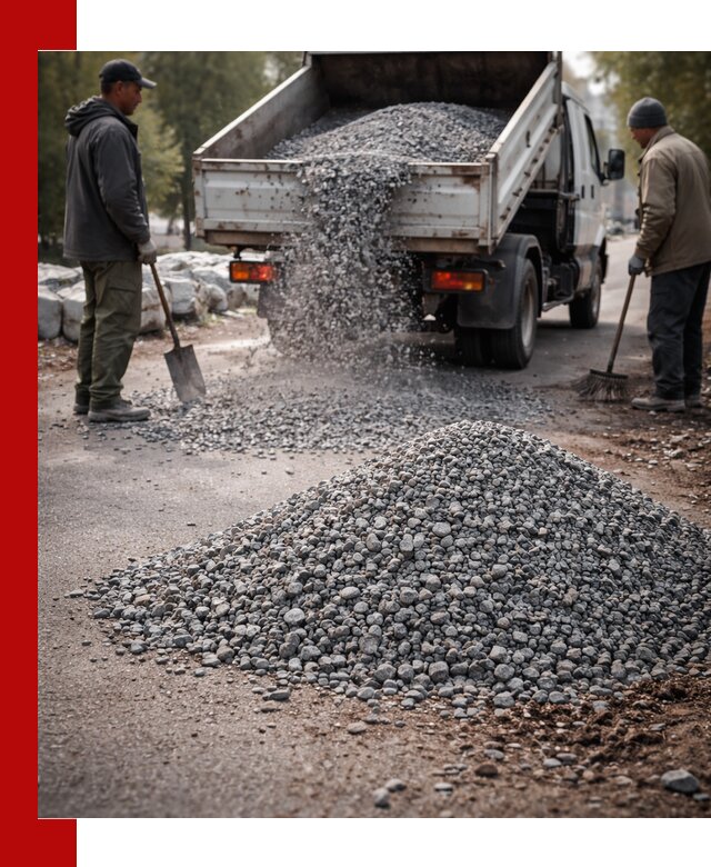 Гранитная крошка для посыпки дорог и тротуаров в бору