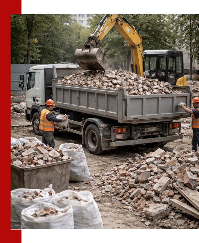 Вывоз строительного мусора в бору с самосвалами и контейнерами