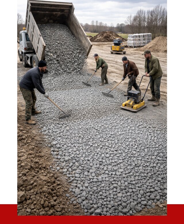 Устройство щебеночной подушки в бору от 4676 р. ПРОНЕРУДБор